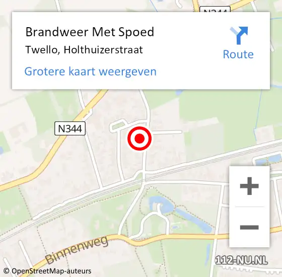 Locatie op kaart van de 112 melding: Brandweer Met Spoed Naar Twello, Holthuizerstraat op 6 februari 2024 17:01