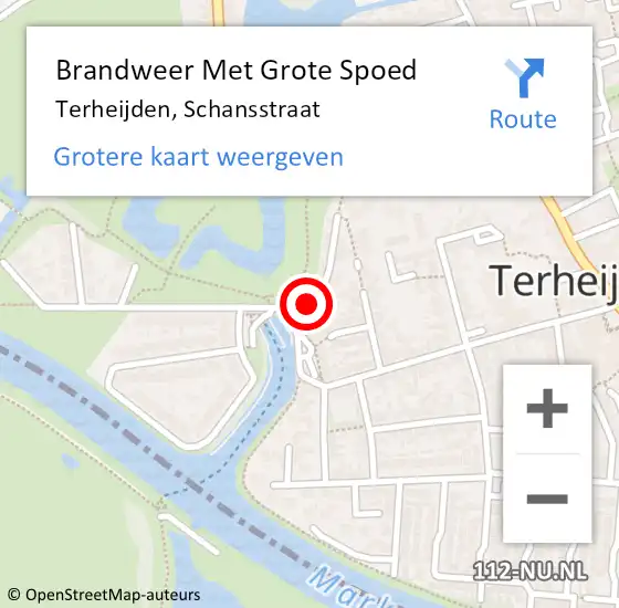 Locatie op kaart van de 112 melding: Brandweer Met Grote Spoed Naar Terheijden, Schansstraat op 6 februari 2024 17:44