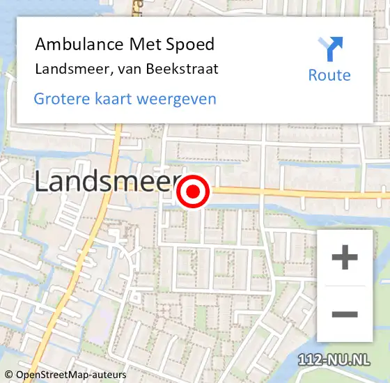 Locatie op kaart van de 112 melding: Ambulance Met Spoed Naar Landsmeer, van Beekstraat op 6 februari 2024 17:48