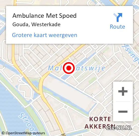Locatie op kaart van de 112 melding: Ambulance Met Spoed Naar Gouda, Westerkade op 6 februari 2024 17:59