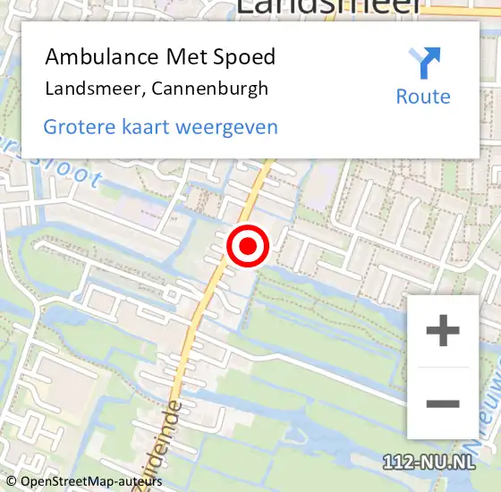 Locatie op kaart van de 112 melding: Ambulance Met Spoed Naar Landsmeer, Cannenburgh op 6 februari 2024 18:05