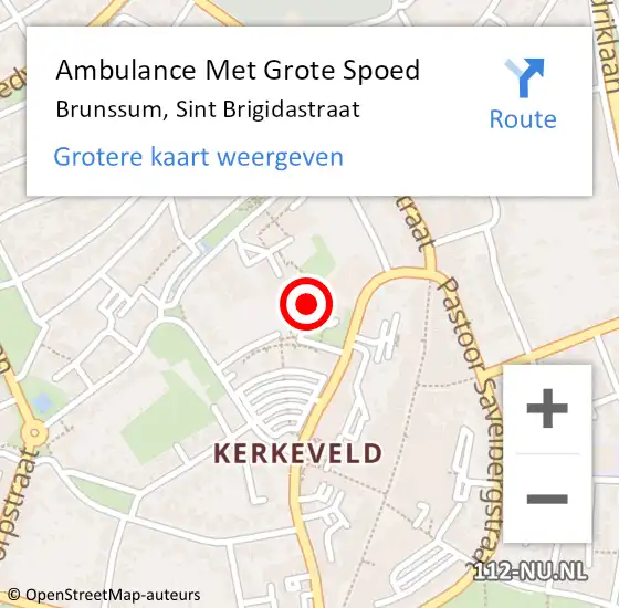 Locatie op kaart van de 112 melding: Ambulance Met Grote Spoed Naar Brunssum, Sint Brigidastraat op 24 september 2014 22:21