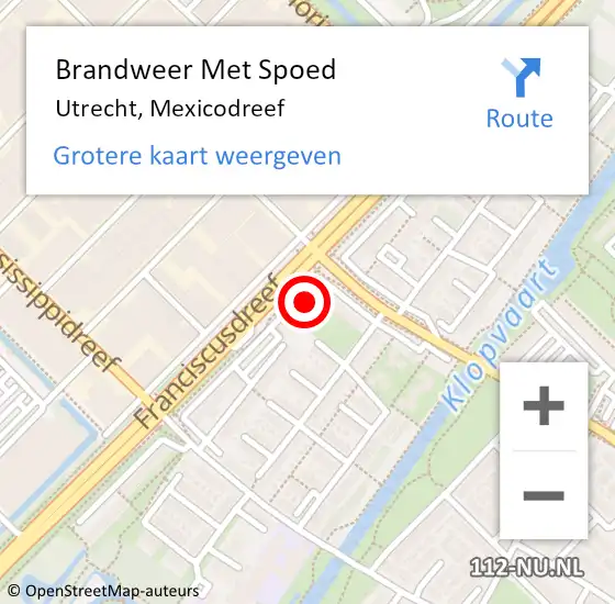 Locatie op kaart van de 112 melding: Brandweer Met Spoed Naar Utrecht, Mexicodreef op 6 februari 2024 18:40