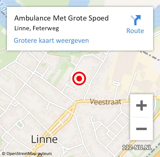 Locatie op kaart van de 112 melding: Ambulance Met Grote Spoed Naar Linne, Feterweg op 6 februari 2024 18:48