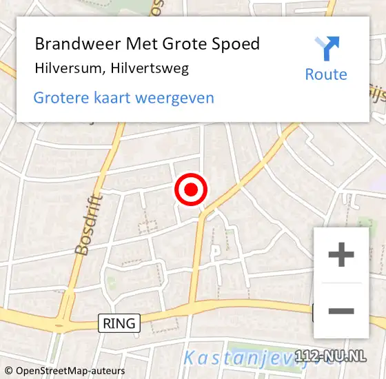 Locatie op kaart van de 112 melding: Brandweer Met Grote Spoed Naar Hilversum, Hilvertsweg op 6 februari 2024 19:26