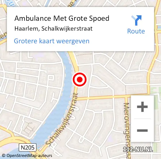 Locatie op kaart van de 112 melding: Ambulance Met Grote Spoed Naar Haarlem, Schalkwijkerstraat op 6 februari 2024 19:28