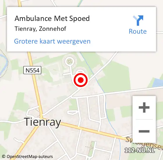 Locatie op kaart van de 112 melding: Ambulance Met Spoed Naar Tienray, Zonnehof op 24 september 2014 22:39