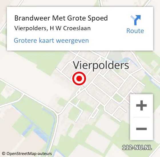 Locatie op kaart van de 112 melding: Brandweer Met Grote Spoed Naar Vierpolders, H W Croeslaan op 6 februari 2024 19:37