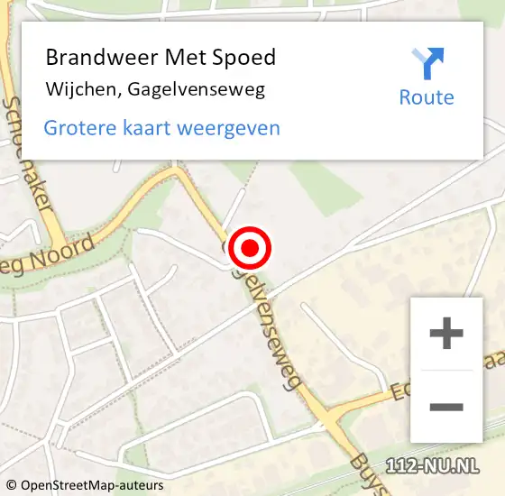 Locatie op kaart van de 112 melding: Brandweer Met Spoed Naar Wijchen, Gagelvenseweg op 6 februari 2024 19:42