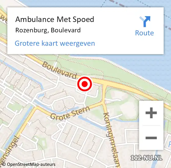 Locatie op kaart van de 112 melding: Ambulance Met Spoed Naar Rozenburg, Boulevard op 6 februari 2024 19:54
