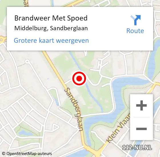 Locatie op kaart van de 112 melding: Brandweer Met Spoed Naar Middelburg, Sandberglaan op 6 februari 2024 20:06