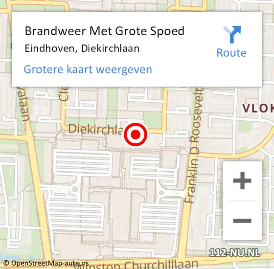 Locatie op kaart van de 112 melding: Brandweer Met Grote Spoed Naar Eindhoven, Diekirchlaan op 6 februari 2024 20:25