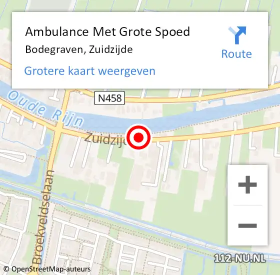 Locatie op kaart van de 112 melding: Ambulance Met Grote Spoed Naar Bodegraven, Zuidzijde op 6 februari 2024 20:27