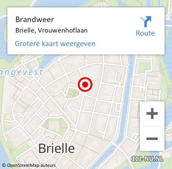 Locatie op kaart van de 112 melding: Brandweer Brielle, Vrouwenhoflaan op 6 februari 2024 20:34