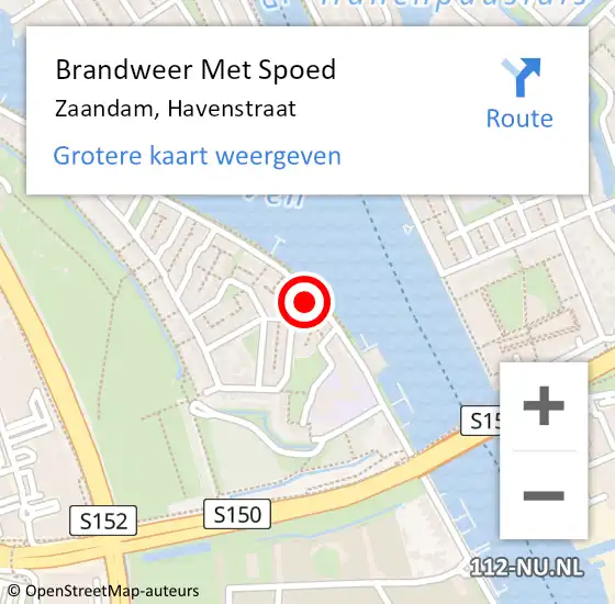 Locatie op kaart van de 112 melding: Brandweer Met Spoed Naar Zaandam, Havenstraat op 6 februari 2024 20:41