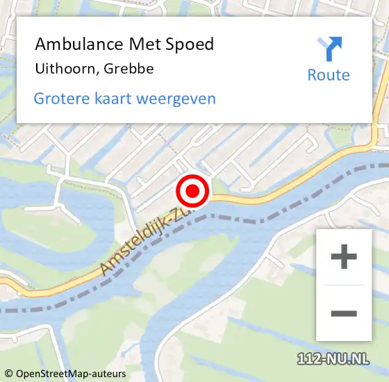 Locatie op kaart van de 112 melding: Ambulance Met Spoed Naar Uithoorn, Grebbe op 6 februari 2024 20:41