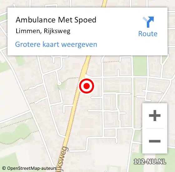 Locatie op kaart van de 112 melding: Ambulance Met Spoed Naar Limmen, Rijksweg op 6 februari 2024 20:49