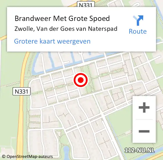 Locatie op kaart van de 112 melding: Brandweer Met Grote Spoed Naar Zwolle, Van der Goes van Naterspad op 6 februari 2024 21:06