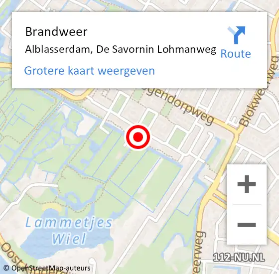 Locatie op kaart van de 112 melding: Brandweer Alblasserdam, De Savornin Lohmanweg op 6 februari 2024 21:12