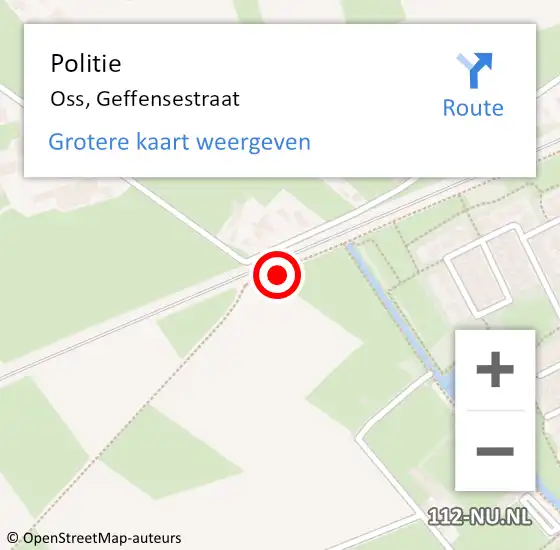 Locatie op kaart van de 112 melding: Politie Oss, Geffensestraat op 6 februari 2024 21:26