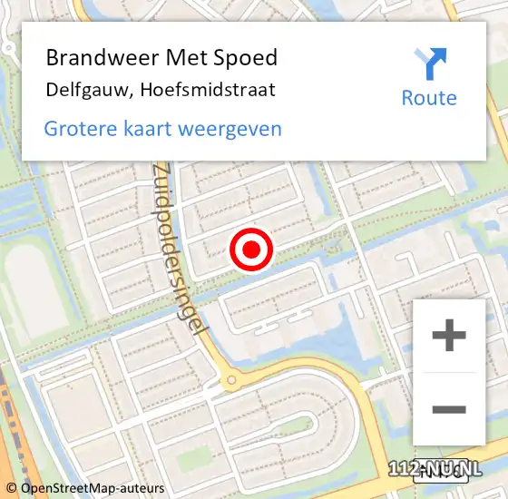 Locatie op kaart van de 112 melding: Brandweer Met Spoed Naar Delfgauw, Hoefsmidstraat op 6 februari 2024 22:24