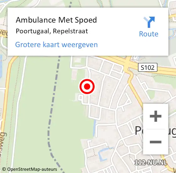 Locatie op kaart van de 112 melding: Ambulance Met Spoed Naar Poortugaal, Repelstraat op 6 februari 2024 22:31