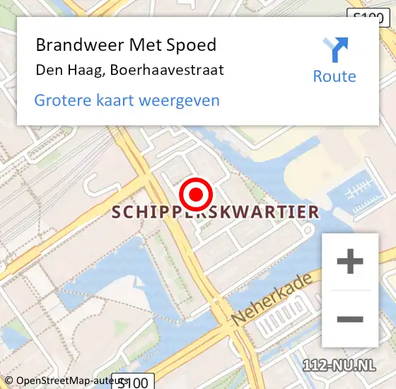 Locatie op kaart van de 112 melding: Brandweer Met Spoed Naar Den Haag, Boerhaavestraat op 6 februari 2024 22:50