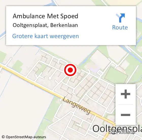 Locatie op kaart van de 112 melding: Ambulance Met Spoed Naar Ooltgensplaat, Berkenlaan op 7 februari 2024 00:37