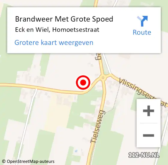 Locatie op kaart van de 112 melding: Brandweer Met Grote Spoed Naar Eck en Wiel, Homoetsestraat op 7 februari 2024 00:56