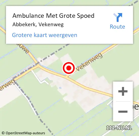 Locatie op kaart van de 112 melding: Ambulance Met Grote Spoed Naar Abbekerk, Vekenweg op 7 februari 2024 02:57
