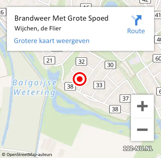 Locatie op kaart van de 112 melding: Brandweer Met Grote Spoed Naar Wijchen, de Flier op 7 februari 2024 03:59