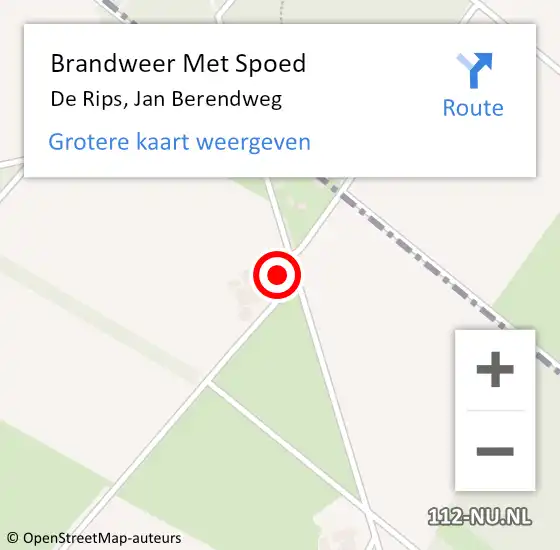 Locatie op kaart van de 112 melding: Brandweer Met Spoed Naar De Rips, Jan Berendweg op 7 februari 2024 04:32