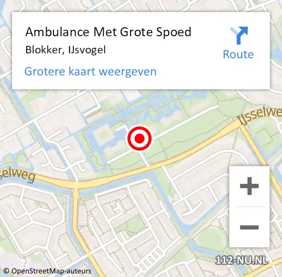 Locatie op kaart van de 112 melding: Ambulance Met Grote Spoed Naar Blokker, IJsvogel op 7 februari 2024 05:19