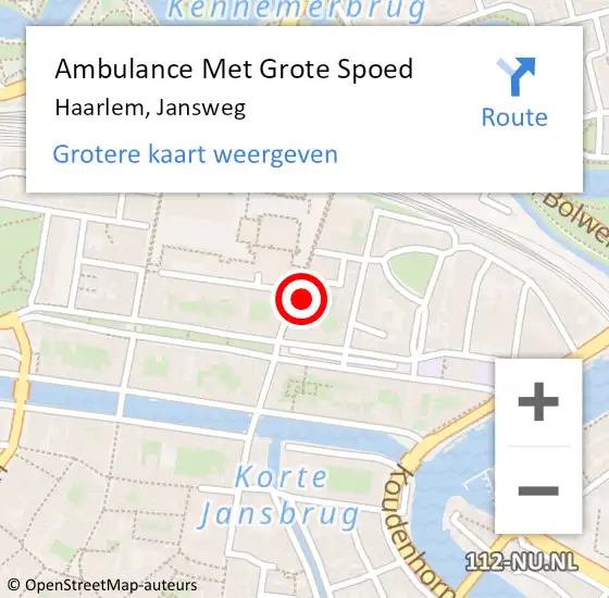 Locatie op kaart van de 112 melding: Ambulance Met Grote Spoed Naar Haarlem, Jansweg op 7 februari 2024 06:21