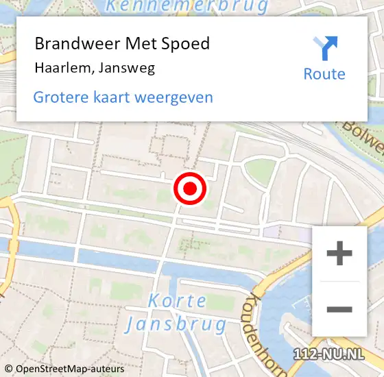 Locatie op kaart van de 112 melding: Brandweer Met Spoed Naar Haarlem, Jansweg op 7 februari 2024 06:29