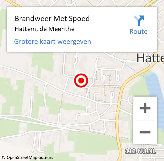 Locatie op kaart van de 112 melding: Brandweer Met Spoed Naar Hattem, de Meenthe op 7 februari 2024 09:24