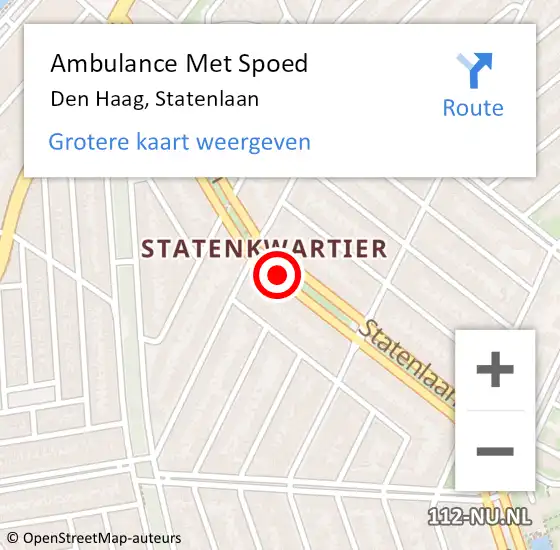 Locatie op kaart van de 112 melding: Ambulance Met Spoed Naar Den Haag, Statenlaan op 7 februari 2024 09:25