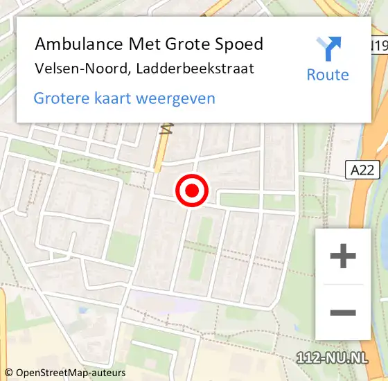 Locatie op kaart van de 112 melding: Ambulance Met Grote Spoed Naar Velsen-Noord, Ladderbeekstraat op 7 februari 2024 09:35