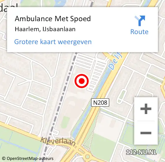 Locatie op kaart van de 112 melding: Ambulance Met Spoed Naar Haarlem, IJsbaanlaan op 7 februari 2024 09:39