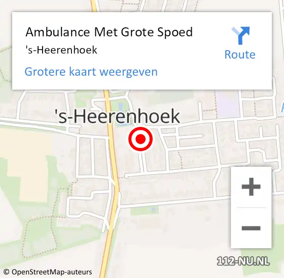Locatie op kaart van de 112 melding: Ambulance Met Grote Spoed Naar 's-Heerenhoek op 7 februari 2024 09:46