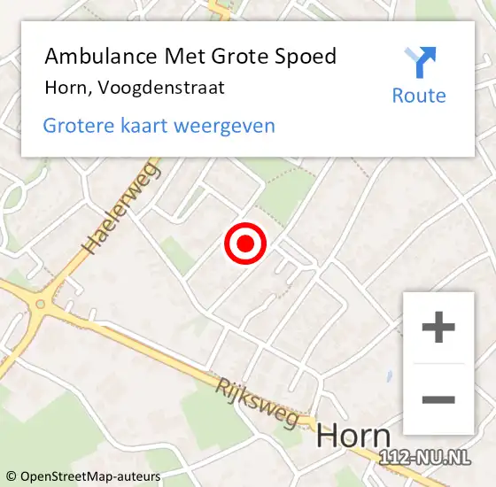 Locatie op kaart van de 112 melding: Ambulance Met Grote Spoed Naar Horn, Voogdenstraat op 7 februari 2024 09:48