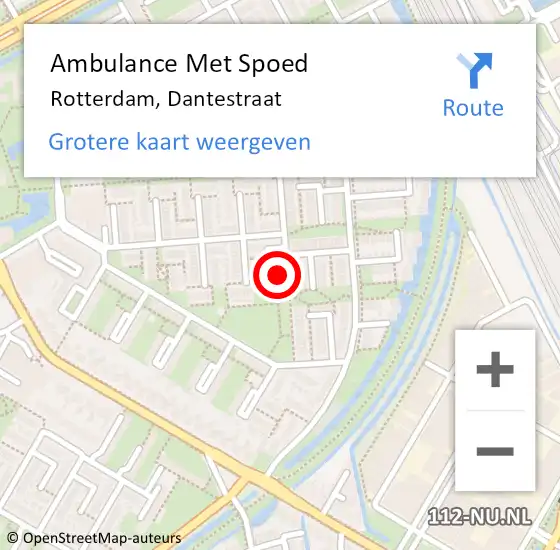 Locatie op kaart van de 112 melding: Ambulance Met Spoed Naar Rotterdam, Dantestraat op 7 februari 2024 09:56