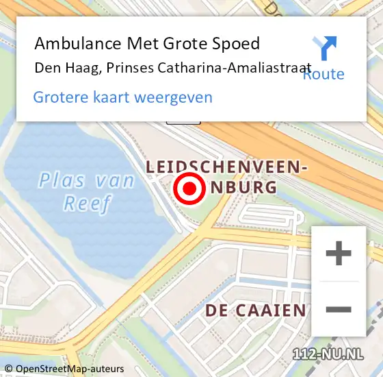 Locatie op kaart van de 112 melding: Ambulance Met Grote Spoed Naar Den Haag, Prinses Catharina-Amaliastraat op 7 februari 2024 10:11