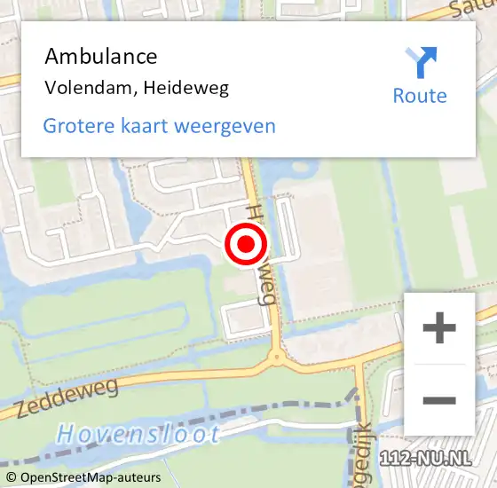 Locatie op kaart van de 112 melding: Ambulance Volendam, Heideweg op 7 februari 2024 10:12