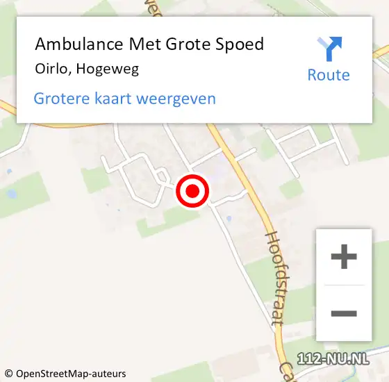 Locatie op kaart van de 112 melding: Ambulance Met Grote Spoed Naar Oirlo, Hogeweg op 25 september 2014 01:14