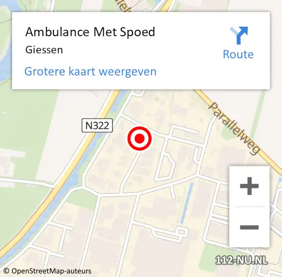 Locatie op kaart van de 112 melding: Ambulance Met Spoed Naar Giessen op 7 februari 2024 10:19
