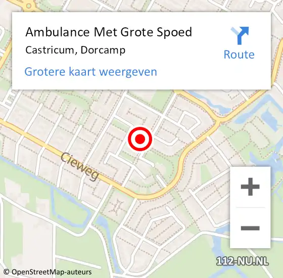 Locatie op kaart van de 112 melding: Ambulance Met Grote Spoed Naar Castricum, Dorcamp op 7 februari 2024 10:30