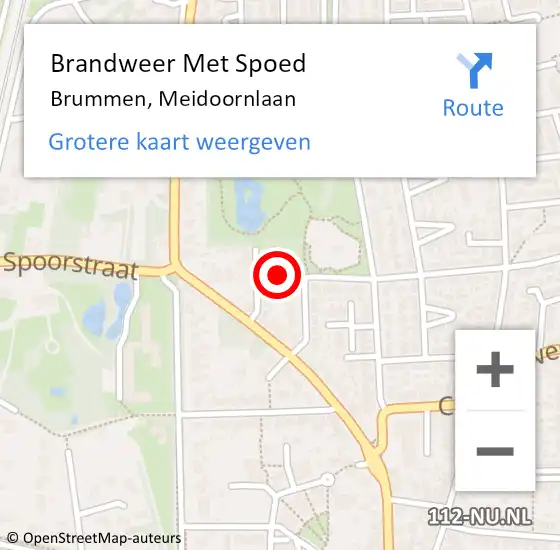 Locatie op kaart van de 112 melding: Brandweer Met Spoed Naar Brummen, Meidoornlaan op 7 februari 2024 10:34