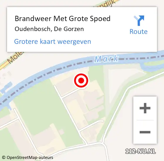 Locatie op kaart van de 112 melding: Brandweer Met Grote Spoed Naar Oudenbosch, De Gorzen op 7 februari 2024 10:45