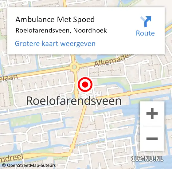 Locatie op kaart van de 112 melding: Ambulance Met Spoed Naar Roelofarendsveen, Noordhoek op 25 september 2014 01:32